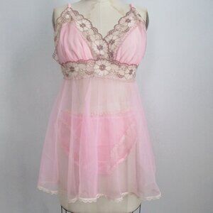 Pink Baby Doll Nightie and Bikini Panties Never Worn made in Canada